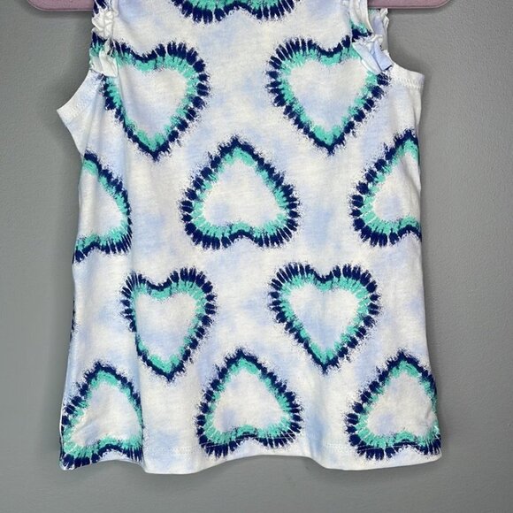 GAP NWT Girls Tank Top White Blue Ruffled Heart Tie Dye Cotton Various Sizes - Picture 4 of 8